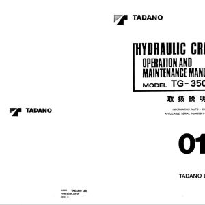 Tadano Crane TG 350M 2 Operation Manual TG 350M 2 O 01 2000 EN JP 1