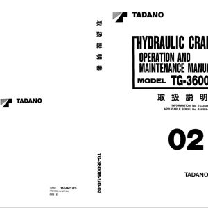 Tadano Crane TG 3600M 1 Operation Manual TG 3600M 1 O 02 2000 JP 1