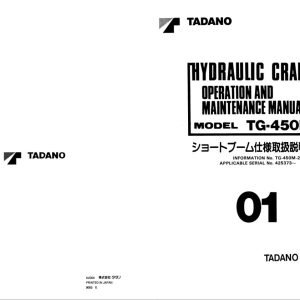 Tadano Crane TG 450M 2 Operation Manual TG 450M 22 O 01 2000 JP 1