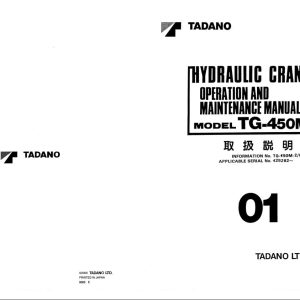 Tadano Crane TG 450M 2 Operation Manual TG 450M 2 O 01 2000 EN JP 1