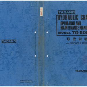 Tadano Crane TG 500E 1 Operation Manual TG 500E 1 O 04 1982 EN JP 1