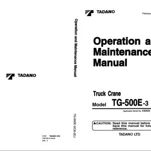 Tadano Crane TG 500E 3 Operation Manual TG 500E 3 O6 2EJ 1997 EN JP 1