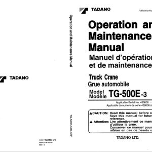 Tadano Crane TG 500E 3 Operation Manual TG 500E 3 O7 3EF 2002 EN FR 1