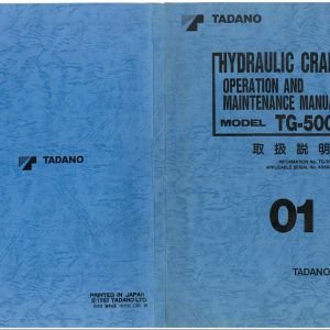 Tadano Crane TG 500EC 3 Operation Manual TG 500EC 3 O 01 1983 EN JP 1