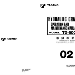 Tadano Crane TG 600M 1 Operation Manual TG 600M 1 O 02 2000 EN JP 1