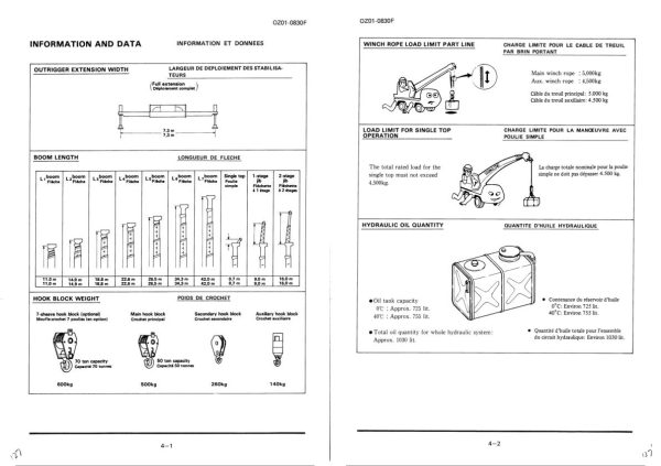 Tadano Crane TG 700E 1 Operation Manual TG 700E 1 O 01F 2000 EN FR 2