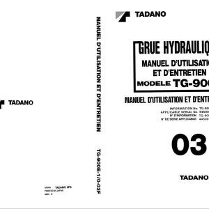 Tadano Crane TG 900E 1 Operation Manual TG 900E 1 O 03F 2000 EN FR 1