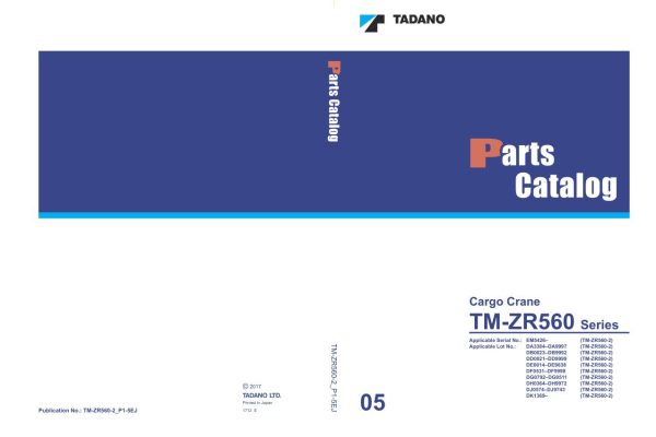 Tadano Crane TM ZR560 2 Parts Catalog GT 750EL 3 P1 2EJ 2017 EN JP 1