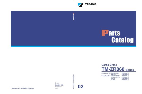 Tadano Crane TM ZR860 1 Parts Catalog TM ZR560 2 P6A 1EJ 2018 EN JP 1