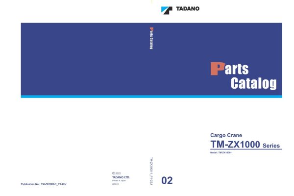Tadano Crane TM ZX1000 1 Parts Catalog GR 600N 3 P2 2EJ 2022 EN JP 1