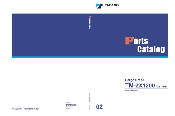 Tadano Crane TM ZX1200 1 Parts Catalog GR 160N 4 P1 2EJ 2022 EN JP 1