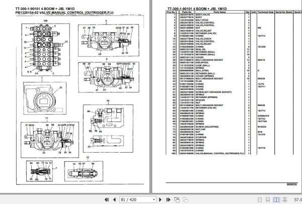Tadano Crane TT 300 1 90101 4 Boom Jib 1M1D Parts Catalog 2