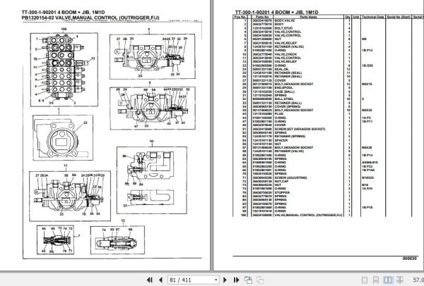 Tadano Crane TT 300 1 90201 4 Boom Jib 1M1D Parts Catalog 2