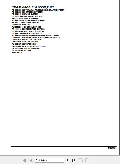 Tadano Hydraulic Crane TR 100M 1 00101 6 Boom X 10T Parts Catalog 1
