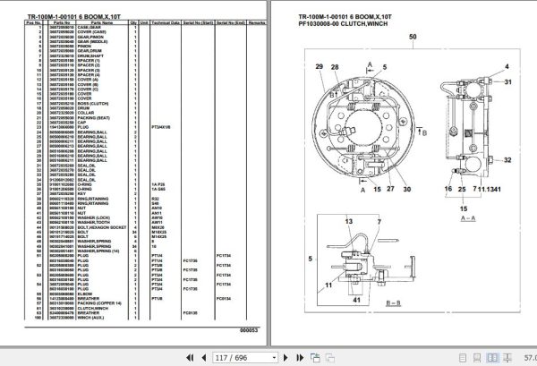 Tadano Hydraulic Crane TR 100M 1 00101 6 Boom X 10T Parts Catalog 2