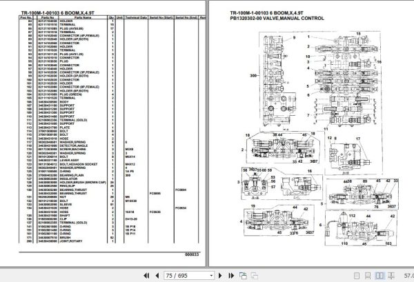 Tadano Hydraulic Crane TR 100M 1 00103 6 Boom X 4.9T Parts Catalog 2
