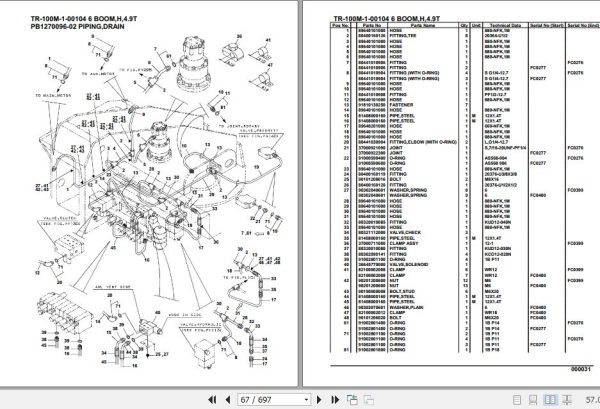Tadano Hydraulic Crane TR 100M 1 00104 6 Boom H 4.9T Parts Catalog 2
