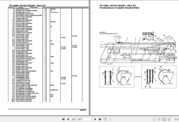 Tadano Hydraulic Crane TR 100M 1 00105 6 Boom Jib X 10T Parts Catalog 2