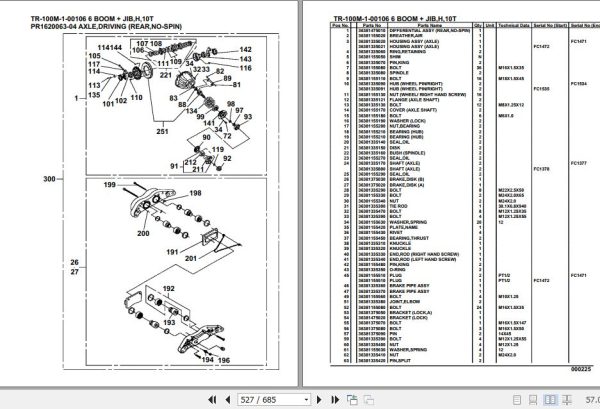 Tadano Hydraulic Crane TR 100M 1 00106 6 Boom Jib H 10T Parts Catalog 2