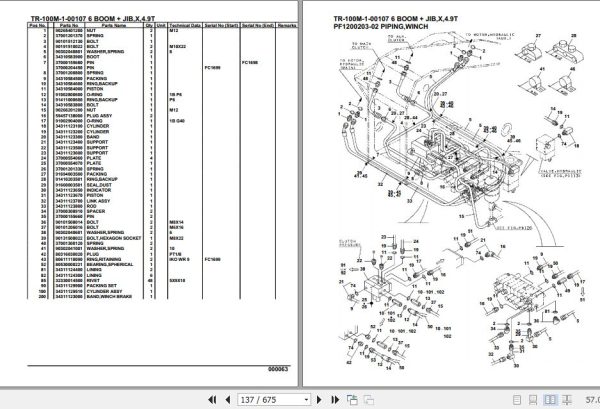 Tadano Hydraulic Crane TR 100M 1 00107 6 Boom Jib X 4.9T Parts Catalog 2