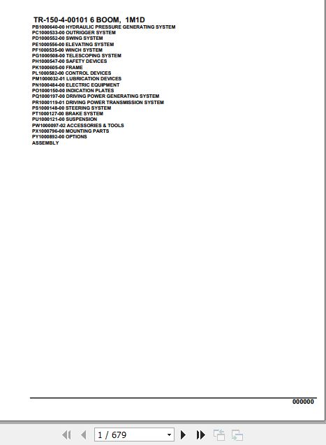 Tadano Hydraulic Crane TR 150 4 00101 6 Boom 1M1D Parts Catalog 1