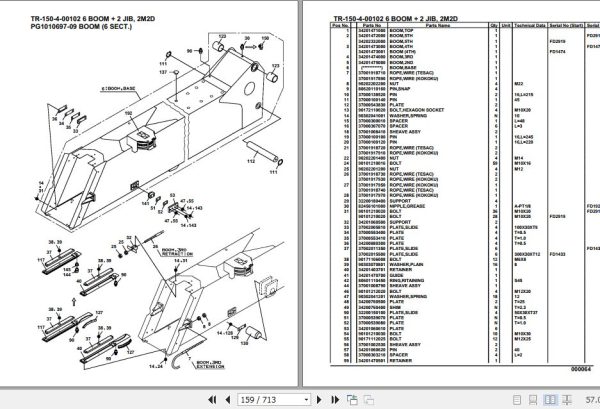 Tadano Hydraulic Crane TR 150 4 00102 6 Boom 2 Jib 2M2D Parts Catalog 2