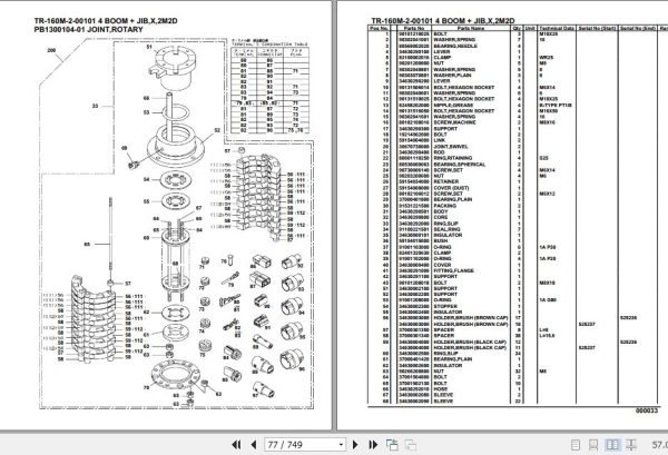 Tadano Hydraulic Crane TR 160M 2 00101 4 Boom Jib X 2M2D Parts Catalog 2