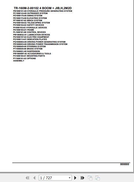Tadano Hydraulic Crane TR 160M 2 00102 4 Boom Jib H 2M2D Parts Catalog12.3 1