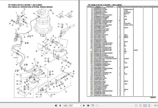 Tadano Hydraulic Crane TR 160M 2 00102 4 Boom Jib H 2M2D Parts Catalog12.3 2