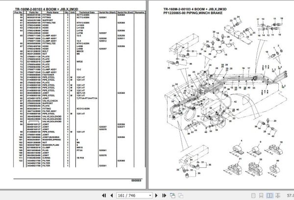 Tadano Hydraulic Crane TR 160M 2 00103 4 Boom Jib X 2M3D Parts Catalog 2