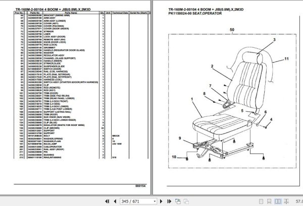Tadano Hydraulic Crane TR 160M 2 00104 4 Boom Jib 0.8M X 2M3D Parts Catalog 2