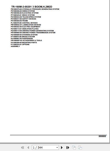 Tadano Hydraulic Crane TR 160M 2 00201 3 Boom H 2M2D Parts Catalog 1