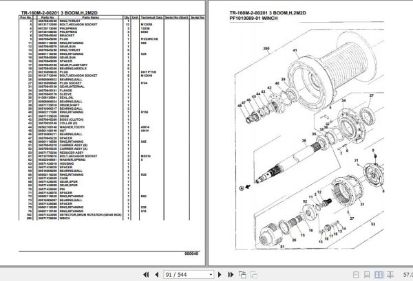 Tadano Hydraulic Crane TR 160M 2 00201 3 Boom H 2M2D Parts Catalog 2