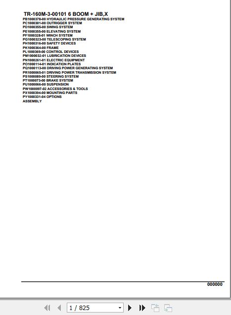 Tadano Hydraulic Crane TR 160M 3 00101 6 Boom Jib X Parts Catalog 1