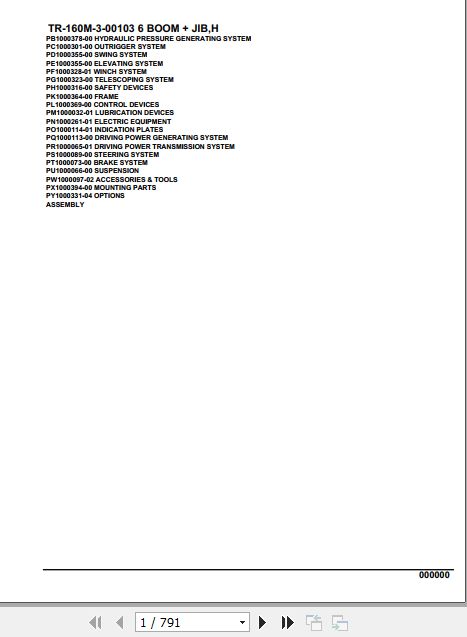 Tadano Hydraulic Crane TR 160M 3 00103 6 Boom Jib H Parts Catalog 1