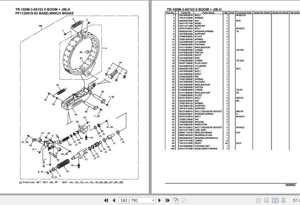 Tadano Hydraulic Crane TR 160M 3 00103 6 Boom Jib H Parts Catalog 2