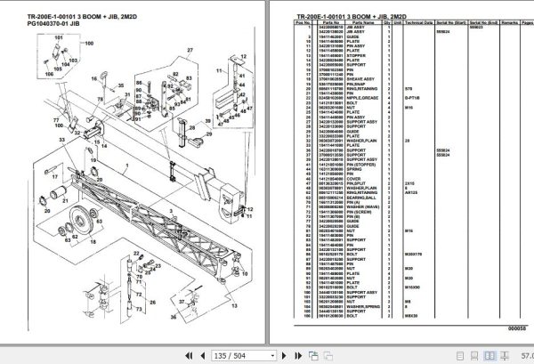 Tadano Hydraulic Crane TR 200E 1 00101 3 Boom Jib 2M2D Parts Catalog 2