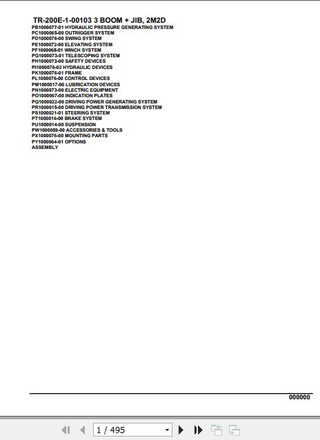 Tadano Hydraulic Crane TR 200E 1 00103 3 Boom Jib 2M2D Parts Catalog 1
