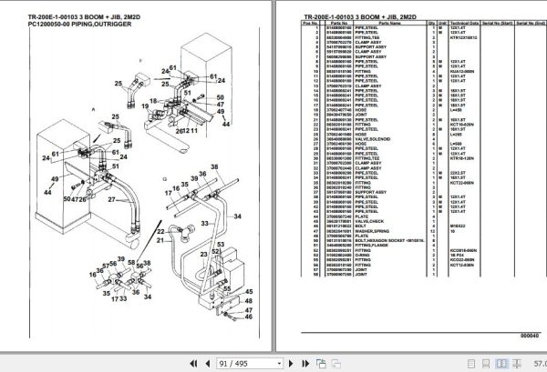 Tadano Hydraulic Crane TR 200E 1 00103 3 Boom Jib 2M2D Parts Catalog 2