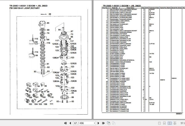 Tadano Hydraulic Crane TR 200E 1 00301 3 Boom Jib 2M2D Parts Catalog 2