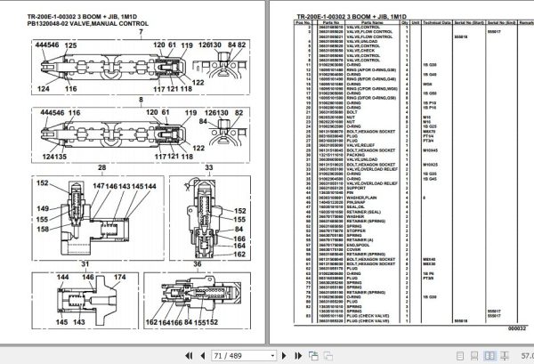Tadano Hydraulic Crane TR 200E 1 00302 3 Boom Jib 1M1D Parts Catalog 2