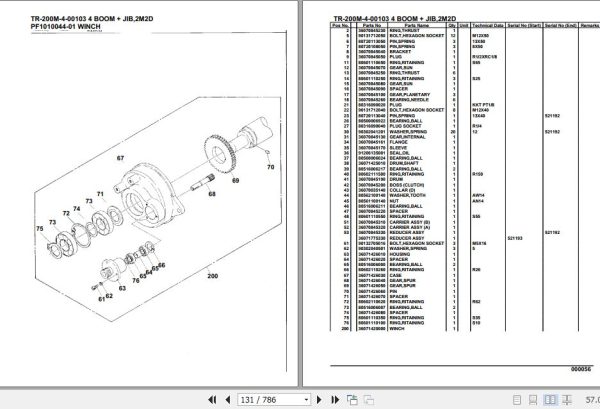 Tadano Hydraulic Crane TR 200M 4 00103 4 Boom Jib 2M2D Parts Catalog 2