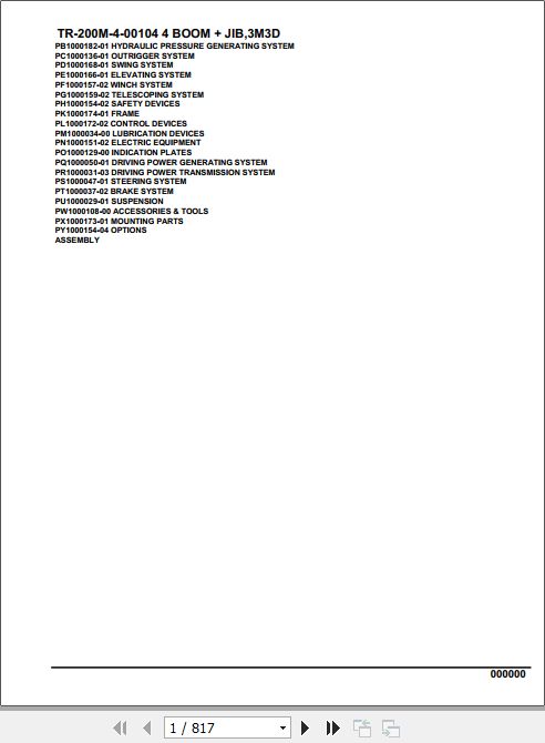Tadano Hydraulic Crane TR 200M 4 00104 4 Boom Jib 3M3D Parts Catalog 1