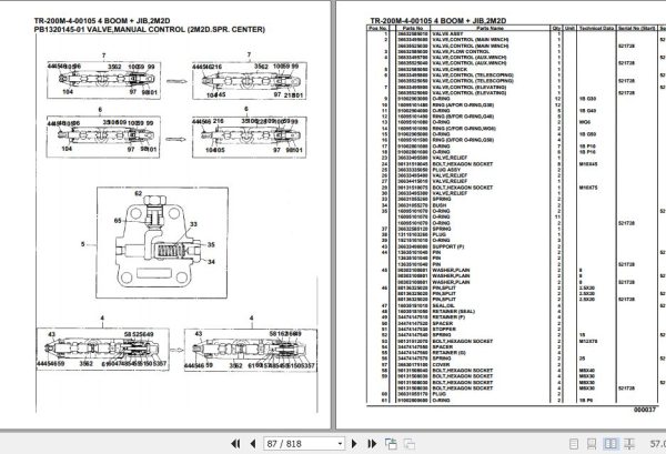 Tadano Hydraulic Crane TR 200M 4 00105 4 Boom Jib 2M2D Parts Catalog 2