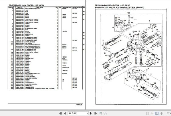 Tadano Hydraulic Crane TR 200M 4 00106 4 Boom Jib 3M3D Parts Catalog 2
