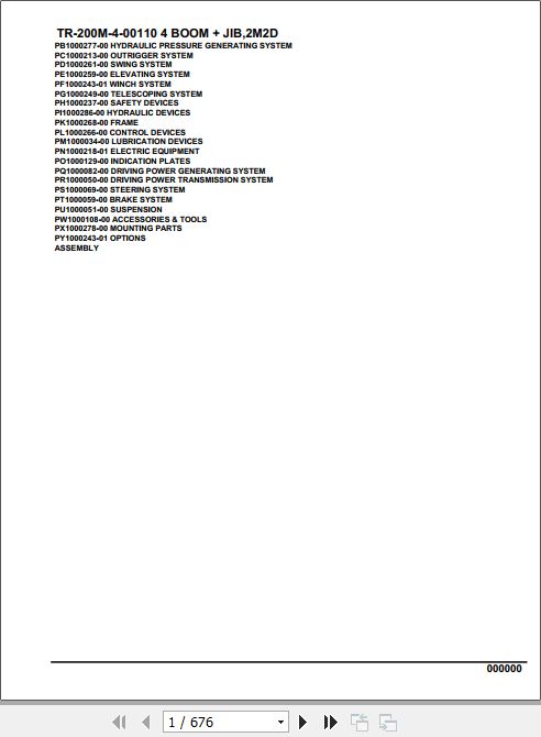 Tadano Hydraulic Crane TR 200M 4 00110 4 Boom Jib 2M2D Parts Catalog 1