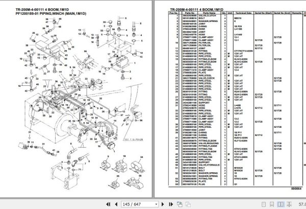 Tadano Hydraulic Crane TR 200M 4 00111 4 Boom 1M1D Parts Catalog 2