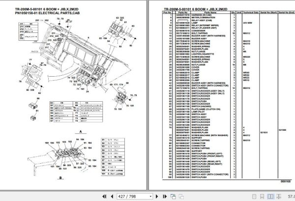 Tadano Hydraulic Crane TR 200M 5 00101 6 Boom Jib X 2M2D Parts Catalog 2