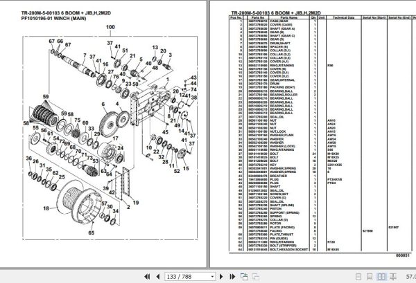 Tadano Hydraulic Crane TR 200M 5 00103 6 Boom Jib H 2M2D Parts Catalog 2