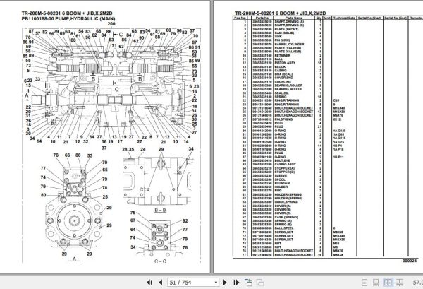 Tadano Hydraulic Crane TR 200M 5 00201 6 Boom Jib X 2M2D Parts Catalog 2